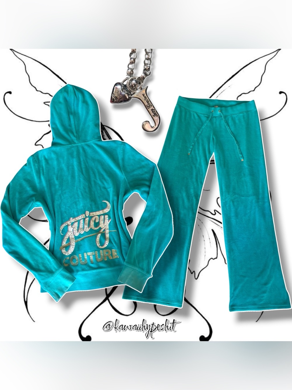 Vintage Y2K Juicy Couture Tracksuit (Turquoise Blue Green/Multicolor)